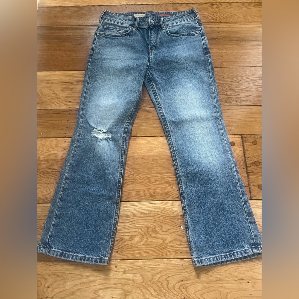 Pilcro Light Blue Distressed boot cut flare Jeans
